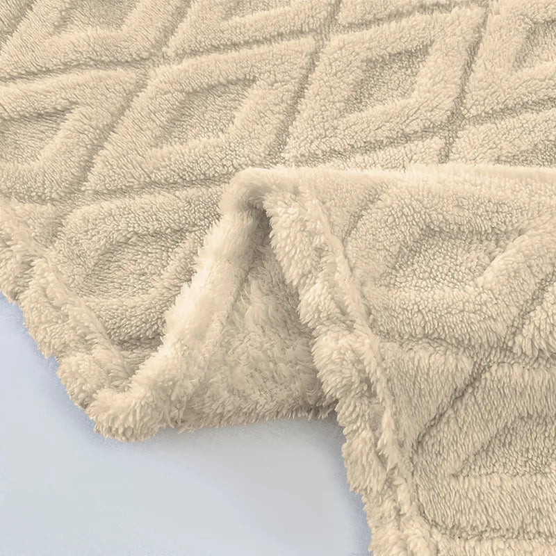 DecorBites™ Diamond Jacquard Coral Fleece Blanket for All Seasons
