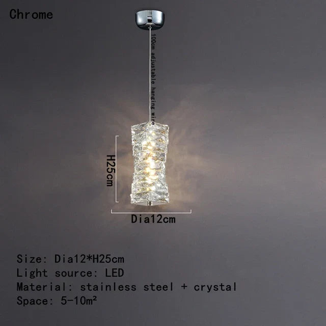 DecorBites™ Crystal Dining Table Pendant Lamp: Elegant Led Decoration for Kitchen Island, Restaurant, Living Room
