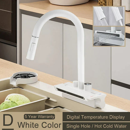 DecorBites™ Digital Display Pull Out Kitchen Faucet - Single Hole Temperature Mixer