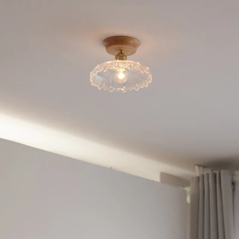 DecorBites™ Glass Wood LED Ceiling Light Modern Ceiling Lamp