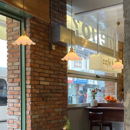 Lámpara colgante LED de cristal color crema DecorBites™ - Lámpara colgante nórdica minimalista de latón