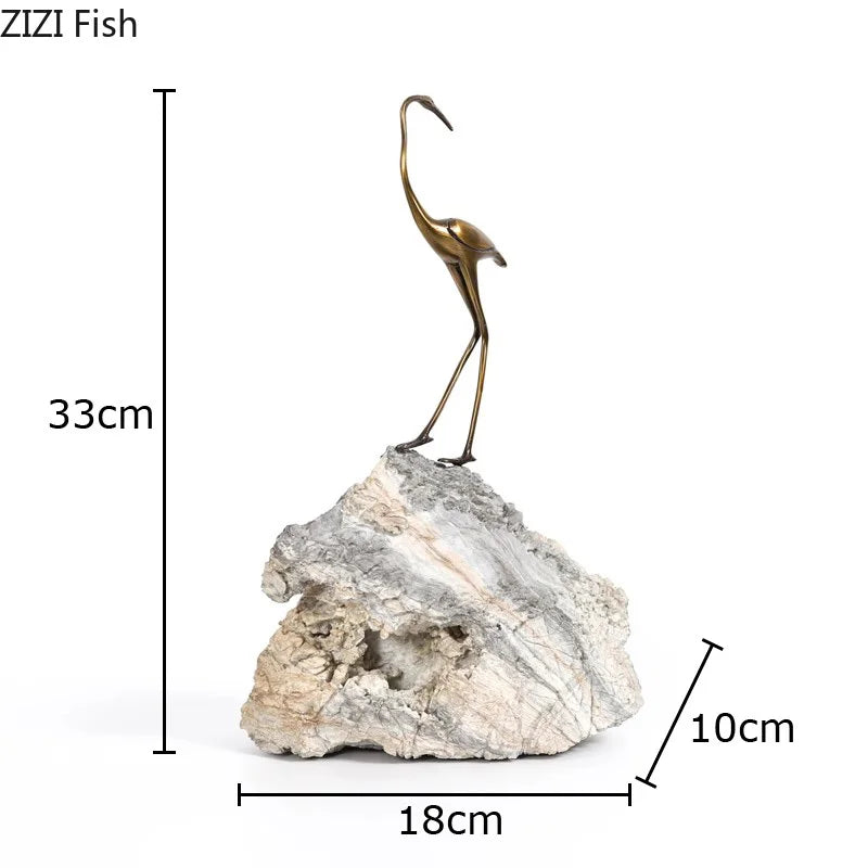 DecorBites™ Golden Crane Sculpture: Modern Desk Decoration and Crafts for Room Aesthetics