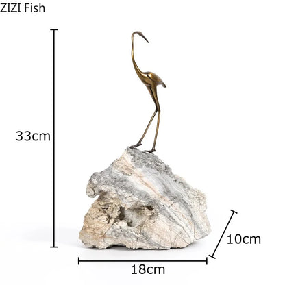 DecorBites™ Golden Crane Sculpture: Modern Desk Decoration and Crafts for Room Aesthetics