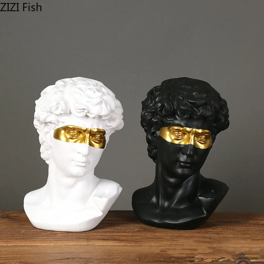 DecorBites™ Gold David Statue Resin Sculpture Artwork Ornament for Living Room