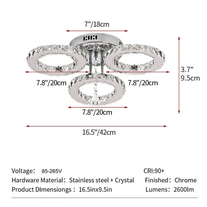 DecorBites™ Crystal Raindrop Chandelier LED Ceiling Light for Dining Living Bedroom