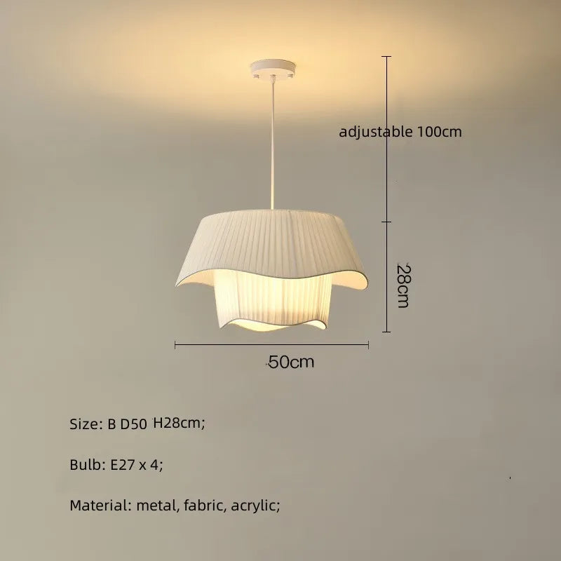 Lámparas colgantes DecorBites™ Creamy Style E27 para dormitorio: Lámparas LED minimalistas de tela blanca.