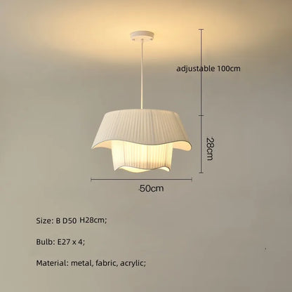 Lámparas colgantes DecorBites™ Creamy Style E27 para dormitorio: Lámparas LED minimalistas de tela blanca.