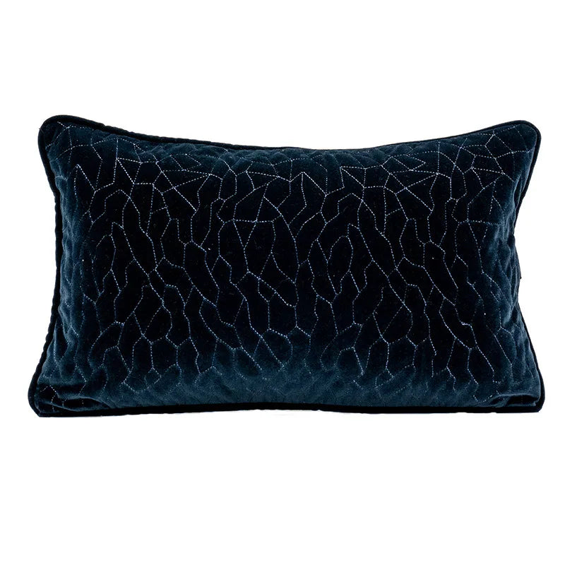 Navy Velvet Embroidered Cushion