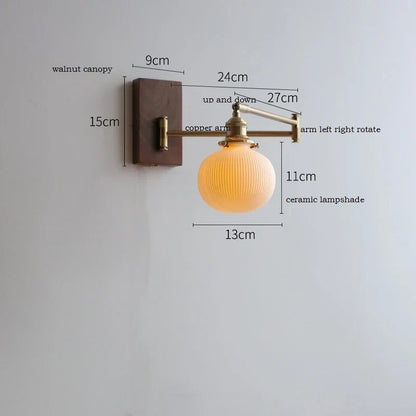 Aplique de pared LED DecorBites™ con brazo de cobre, interruptor, pantalla ajustable, cadena, lámpara de noche.