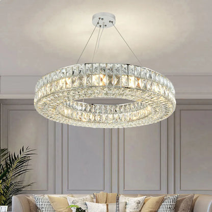 DecorBites™ Gold K9 Crystal LED Ring Chandelier Pendant Light for Home Decor