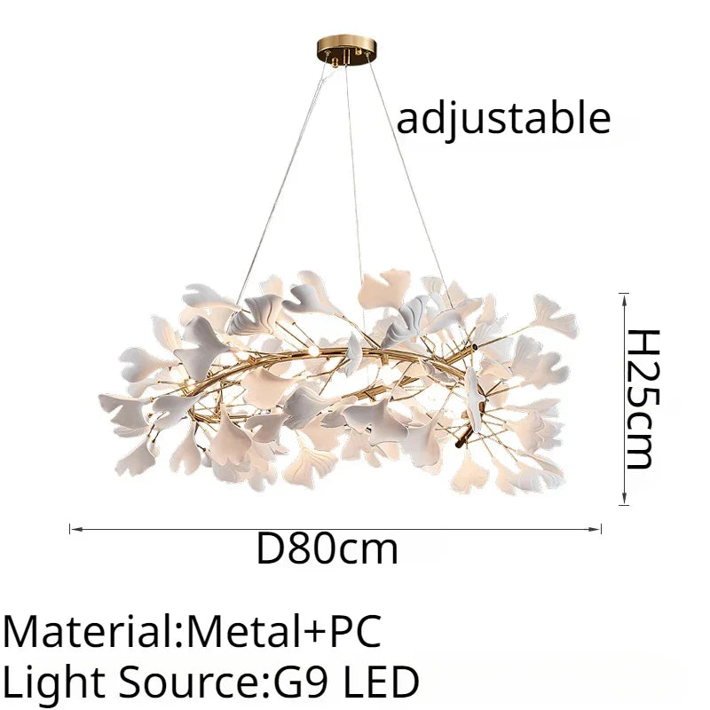 Lámpara de Araña Cerámica Rama de Hoja Decorbites™ | Lámpara de Iluminación Moderna Dorada para Sala de Estar