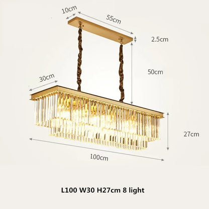 DecorBites™ Gold Black Metal Crystal Pendant Lights Chain Hanging LED Suspension Lamp Fixtures