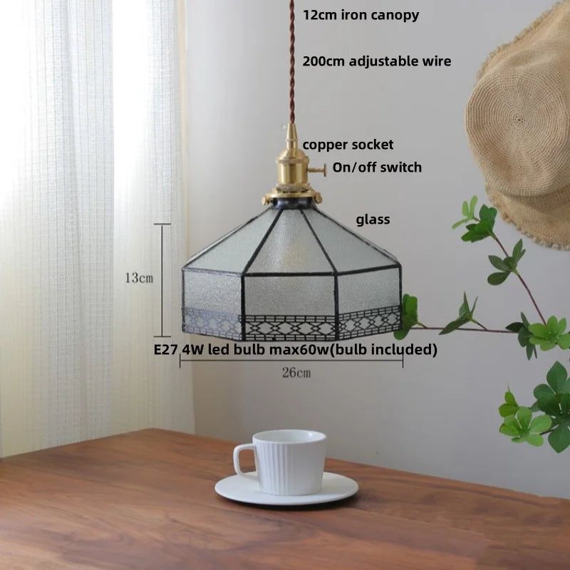 DecorBites™ Gray Glass LED Pendant Light Fixture with Adjustable Hang Lamp