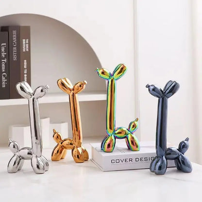 DecorBites™ Abstract Ceramic Balloon Dog Sculpture for Home Office Décor