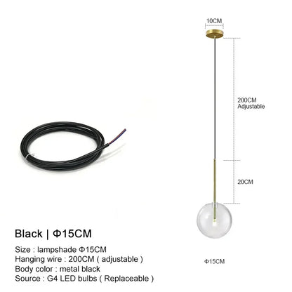 DecorBites™ Clear Glass Ball Pendant Chandelier for Dining Room Bedroom Decor Lighting