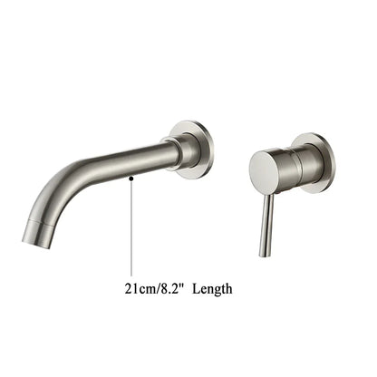 DecorBites™ Gold Brass Bathroom Faucet with Modern Lever Handle, Wall Mount Sink Tap