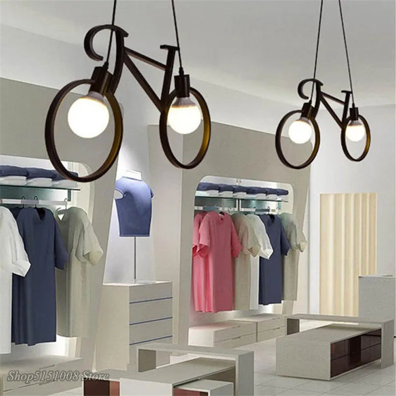 DecorBites™ Industrial Bicycle Pendant Light for Living Room, Restaurant, and Bar