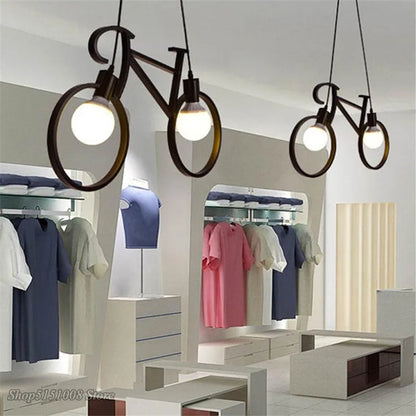 DecorBites™ Industrial Bicycle Pendant Light for Living Room, Restaurant, and Bar