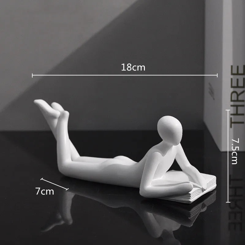 DecorBites™ Golden Thinker Reader Man Resin Figure: Abstract Home Decor Figurine