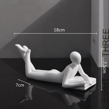 DecorBites™ Golden Thinker Reader Man Resin Figure: Abstract Home Decor Figurine