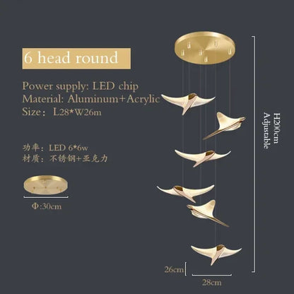 DecorBites™ Dolphin Pendant Chandelier: Luxe Staircase & Lobby Décor for Hotel, Mall & Home