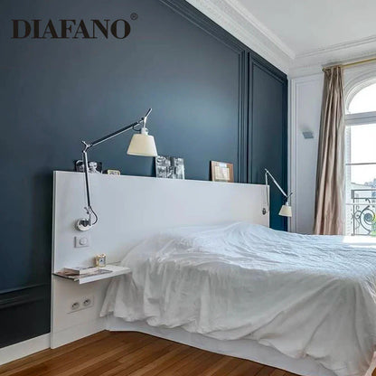 مصباح حائطي DecorBites™ قابل للتعديل من الألومنيوم مع ذراع تأرجح طويل للسرير والدراسة