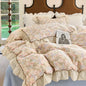 Decobites Vintage French Floral Lace Ruffles Bedding Set - 4Pcs