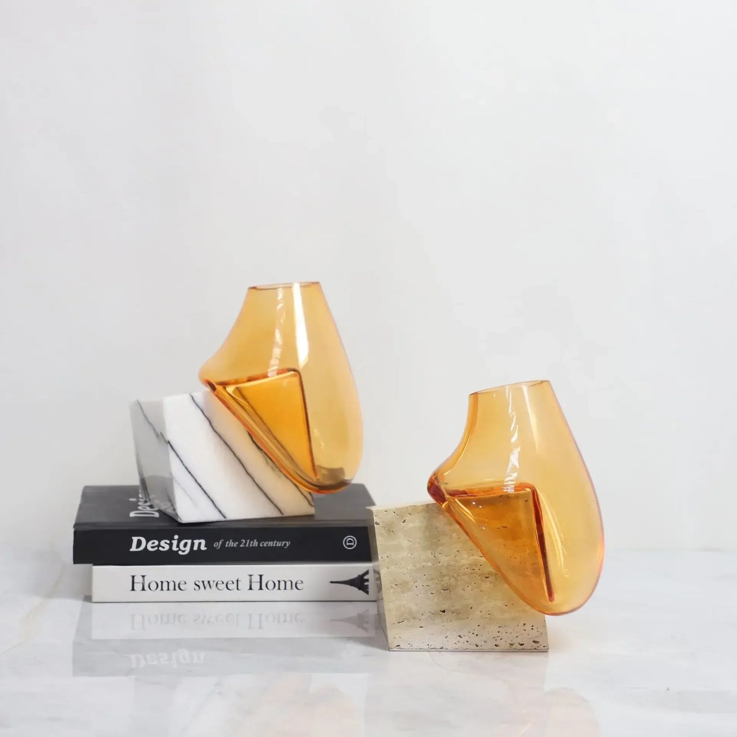 DecorBites™ Glass Vase with Marble Base for Elegant Floral Arrangements & Home Décor