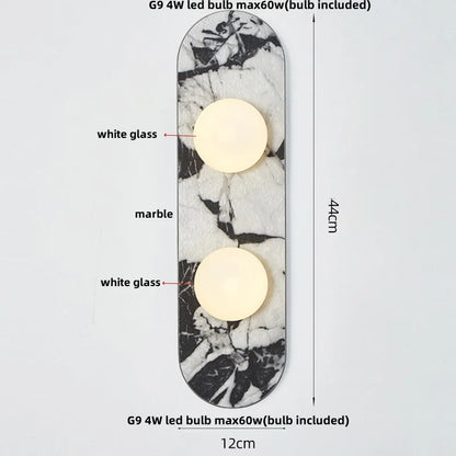 DecorBites™ LED Wall Light: French Luxury Glass Globe Stone Wall Lamp Fixture