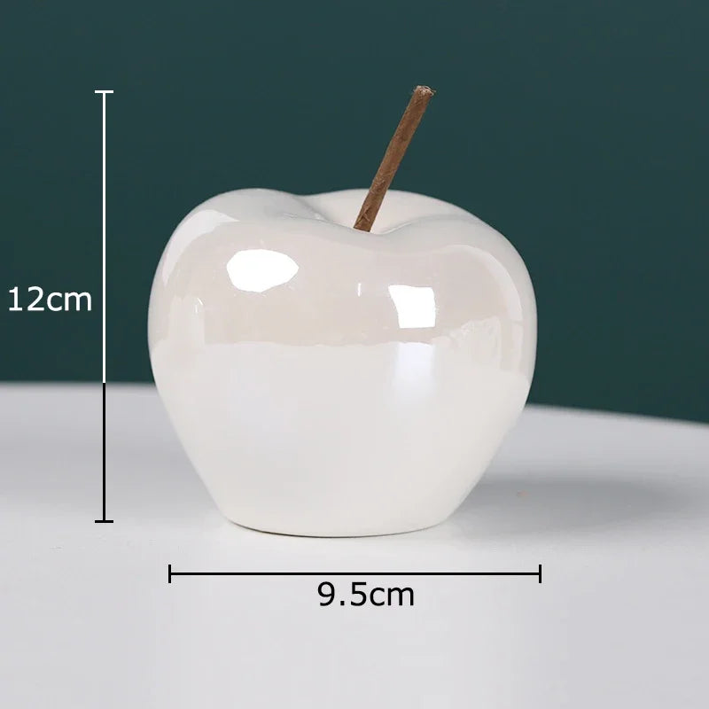 DecorBites™ Glowing Ceramic Apple Room Decor Sculpture with LED Light Display.
