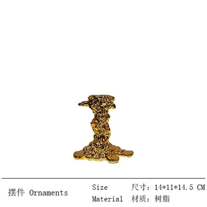 DecorBites™ Golden Candlestick Holder Resin Plated Melt Shape for Wedding & Home Decor