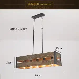 ديكوربايتس™ مصباح معلق بستة رؤوس على الطراز الصناعي - مصباح طاولة حديدي من الخشب الصلب بتصميم كلاسيكي
