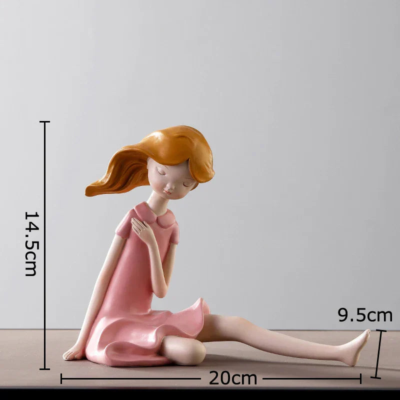 DecorBites™ Cartoon Girl Resin Sculpture Desk Decoration Room Ornament Artifacts
