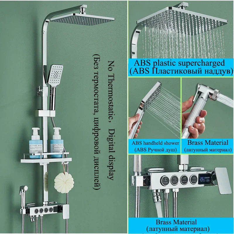DecorBites™ Digital Display Thermostatic Shower Faucet Set Rainfall Shower Mixer