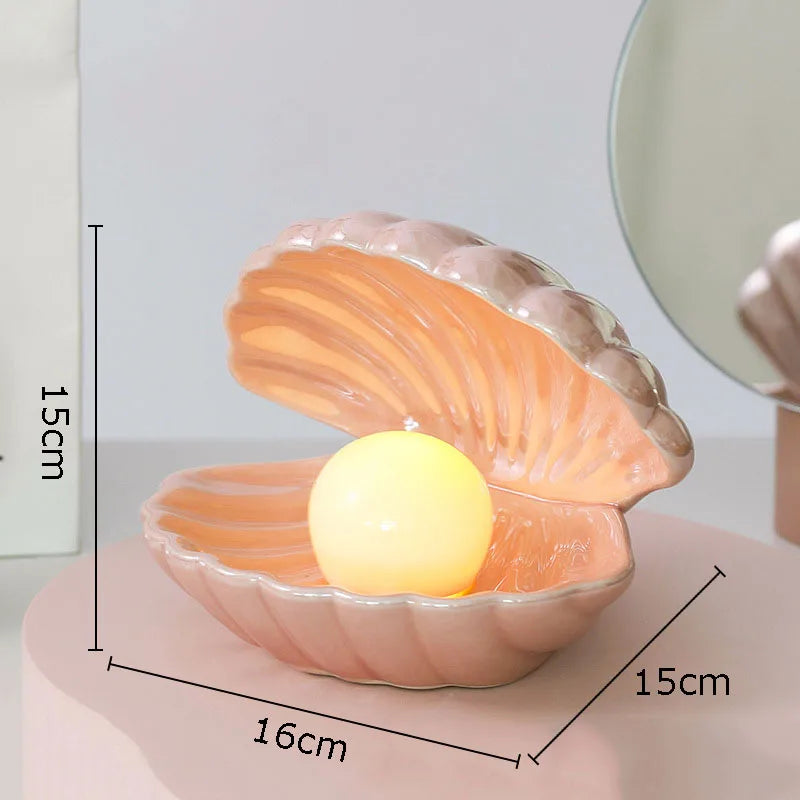 Lámpara de cerámica DecorBites™ Dream Pearl, decoración de escritorio, adornos modernos para el hogar, caja de almacenamiento de conchas