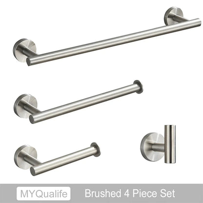 DecorBites™ Brushed Gold Bathroom Hardware Set: Towel Bar, Paper Holder, Robe Hook
