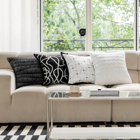 غطاء وسادة هندسي من ديكوربايتس™ بنقشة جاكار، مقاس 45*45، بتصميم عصري