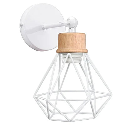 Lámpara de pared DecorBites™ con jaula de hierro blanco para iluminación interior moderna