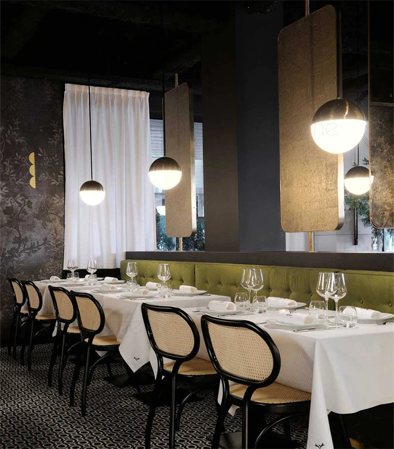 DecorBites™ Glass Ball Pendant Lights: Black 15/20cm LED Hanging Lamps for Kitchen Living Room