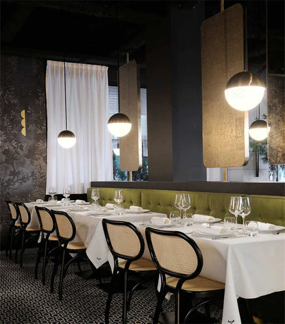 DecorBites™ Glass Ball Pendant Lights: Black 15/20cm LED Hanging Lamps for Kitchen Living Room