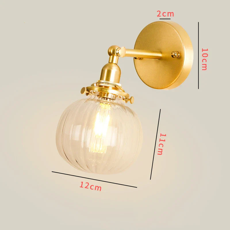 DecorBites™ Clear Glass LED Mirror Light Pull Chain Copper E14 Wall Lamp