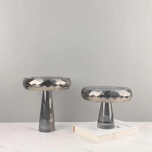 ديكوربايتس™ صينية تخزين مجوهرات زجاجية هندسية للفاكهة، صينية ديكور منزلي