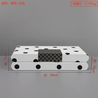 DecorBites™ Black & White Polka Dot Leather Storage Box | Geometric Pattern Desktop Organizer