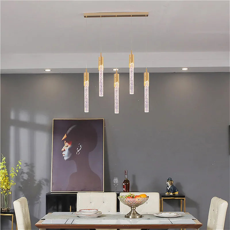 Lámpara de Araña LED de Cristal Dorado Decorbites™: Lámparas Modernas para Comedor, Luz de Techo Colgante para Cocina