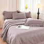 Decobites Leaf Embroidery Double Layer Lace Ruffles Quilt Set with Bedspread & Pillowcases