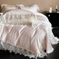 Decobites Romantic Lace Ruffles Bedding Set in Lyocell Cotton, Silky Duvet Cover, Bed Sheet, Pillowcases