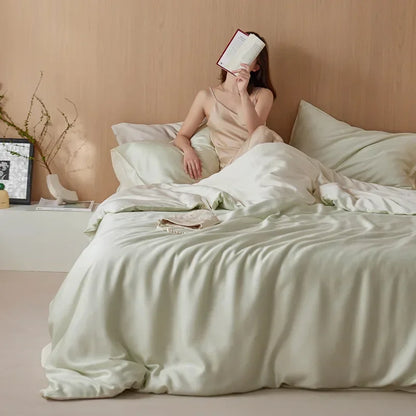 DecorBites™ 60S Rayon Silk Bedding Set | Solid Color | Summer Cooling | Twin-King