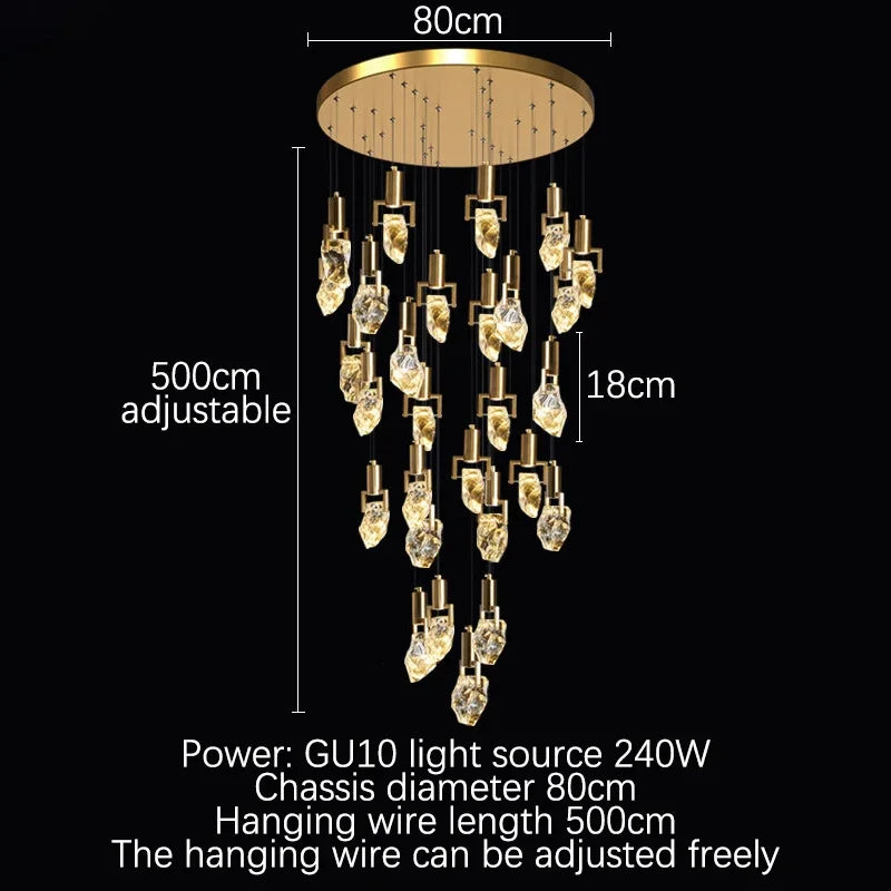 DecorBites™ Elegant Diamond Crystal Chandelier LED Light Fixture Gold Home Decor