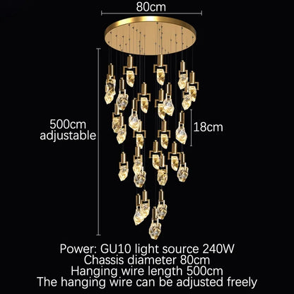 DecorBites™ Elegant Diamond Crystal Chandelier LED Light Fixture Gold Home Decor