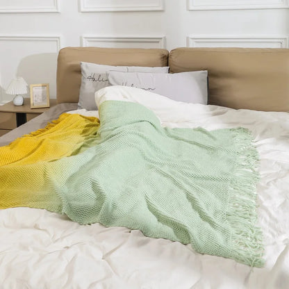 DecorBites™ Gradient Pineapple Grid Knit Blanket - All-Season Comfort for Adults & Kids